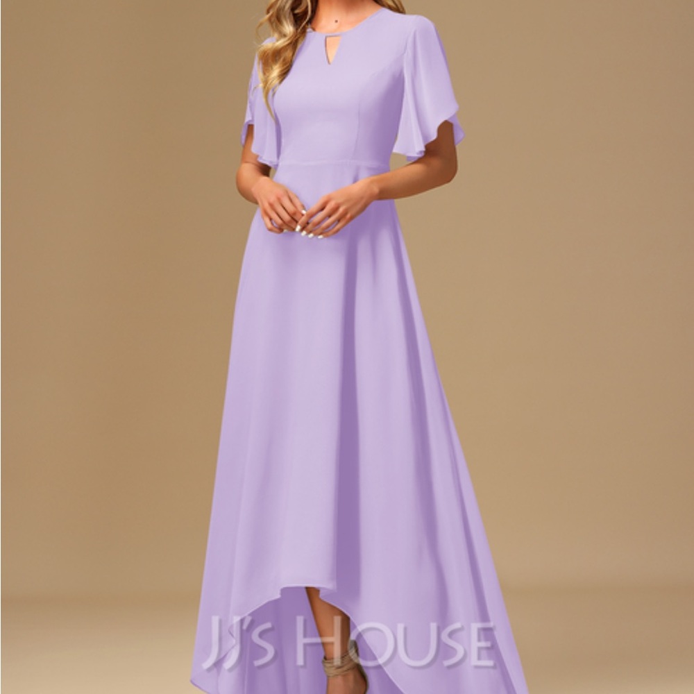 A-Line Asymmetrical Chiffon Bridesmaid Dress With Ruffle
